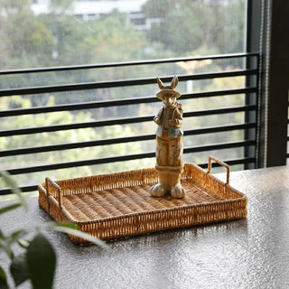 Imitation Rattan Woven Serving Tray with Handles