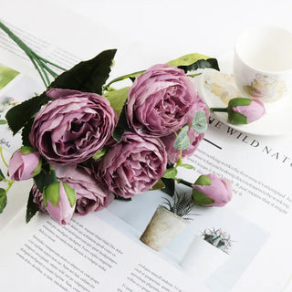 Silk Peony Bloom Bundle – 5-Head Artificial Flower Bunch