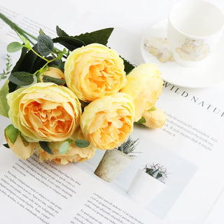 Silk Peony Bloom Bundle – 5-Head Artificial Flower Bunch