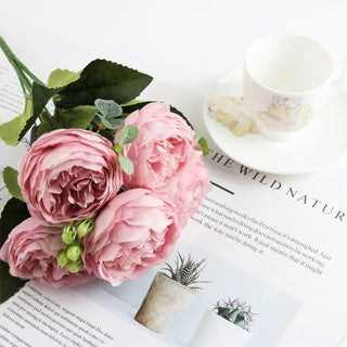 Silk Peony Bloom Bundle – 5-Head Artificial Flower Bunch