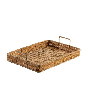 Imitation Rattan Woven Serving Tray with Handles