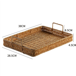 Imitation Rattan Woven Serving Tray with Handles