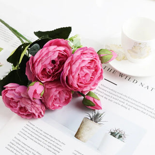 Silk Peony Bloom Bundle – 5-Head Artificial Flower Bunch