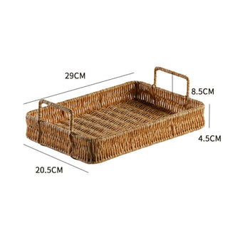 Imitation Rattan Woven Serving Tray with Handles