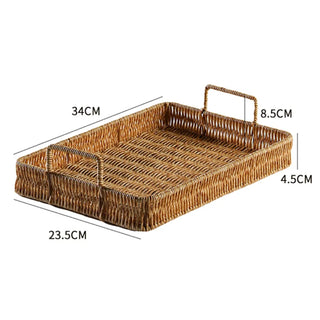 Imitation Rattan Woven Serving Tray with Handles