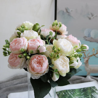 Silk Peony Bloom Bundle – 5-Head Artificial Flower Bunch