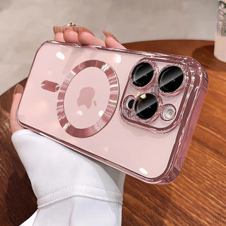 Luxury Magnetic Clear Case with Lens Protection – For iPhone 11–16 Series