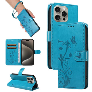Butterfly Flower Vine Wallet Case for iPhone