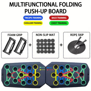 PowerBoard Pro Foldable Push-Up System with Resistance Bands