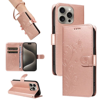 Butterfly Flower Vine Wallet Case for iPhone