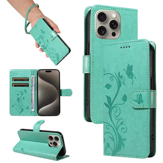 Butterfly Flower Vine Wallet Case for iPhone