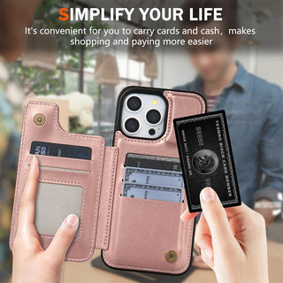 Magnetic Double Buckle RFID Blocking Card Leather iphone Case