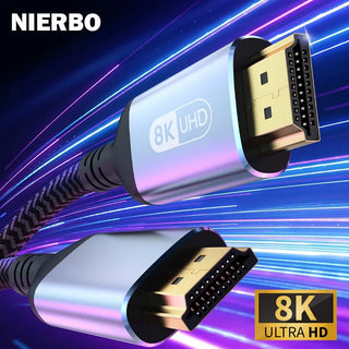 NIERBO HDMI 2.1 Cable – 8K 60Hz / 4K 120Hz | 48Gbps | Ultra High-Speed with eARC, HDR, Dolby Vision