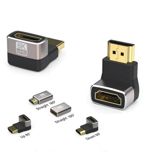 8K HDMI 2.1 Right Angle Adapter – 90° Male to Female Connector