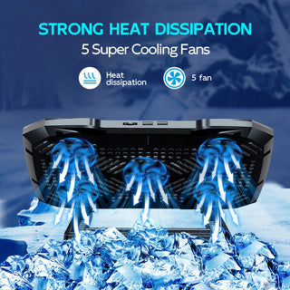 COOLCOLD Laptop Cooling Pad – 5-Fan Adjustable Cooler Stand with Phone Holder
