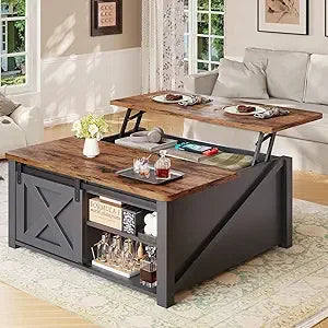 SaddleCreek 31.5'' Ranch Lift-Top Coffee Table with Hidden Storage and Adjustable Shelves