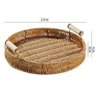 Imitation Rattan Woven Serving Tray with Handles
