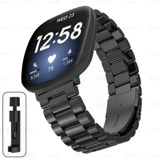 Premium Stainless Steel Watch Band for Fitbit Versa 2 – Adjustable Metal Strap