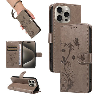 Butterfly Flower Vine Wallet Case for iPhone