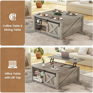 SaddleCreek 31.5'' Ranch Lift-Top Coffee Table with Hidden Storage and Adjustable Shelves