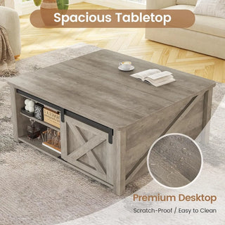 SaddleCreek 31.5'' Ranch Lift-Top Coffee Table with Hidden Storage and Adjustable Shelves