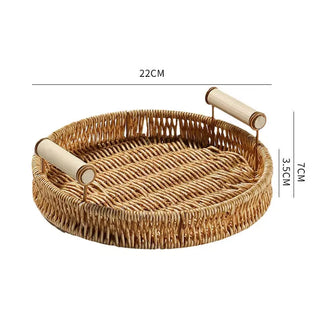 Imitation Rattan Woven Serving Tray with Handles