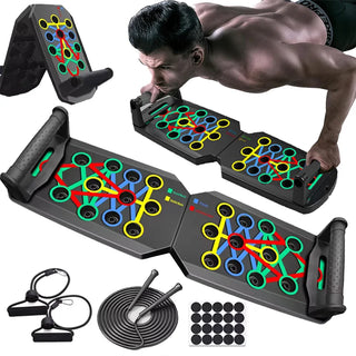 PowerBoard Pro Foldable Push-Up System with Resistance Bands