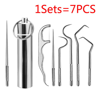 BAIRIS 7PC Metal Toothpick and Tooth CleaningKit