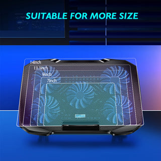 COOLCOLD Laptop Cooling Pad – 5-Fan Adjustable Cooler Stand with Phone Holder