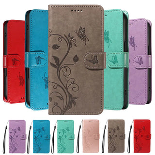 Butterfly Flower Vine Wallet Case for iPhone