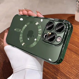 Luxury Magnetic Clear Case with Lens Protection – For iPhone 11–16 Series