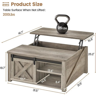 SaddleCreek 31.5'' Ranch Lift-Top Coffee Table with Hidden Storage and Adjustable Shelves