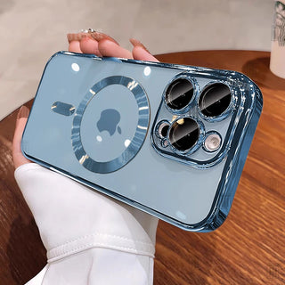 Luxury Magnetic Clear Case with Lens Protection – For iPhone 11–16 Series