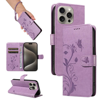 Butterfly Flower Vine Wallet Case for iPhone