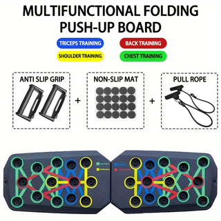 PowerBoard Pro Foldable Push-Up System with Resistance Bands