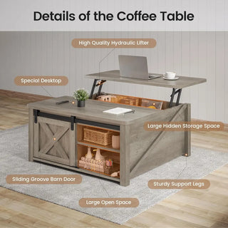 SaddleCreek 31.5'' Ranch Lift-Top Coffee Table with Hidden Storage and Adjustable Shelves