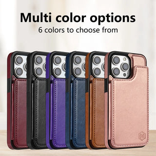 Magnetic Double Buckle RFID Blocking Card Leather iphone Case