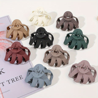 9-Piece Frosted Octopus Hair Clip Set – Matte Finish, Elegant & Cute Claw Clips