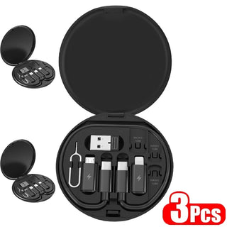 6-in-1 Multi USB Type-C Adapter Kit – 65W Fast Charging & Data Transfer Cable Set with Phone Stand and SIM Storage