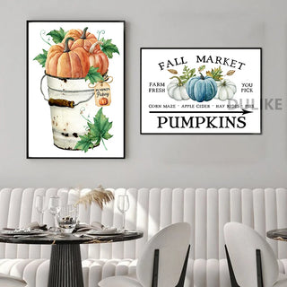 Country Farm Style Fall Pumpkin Retro Posters & Prints