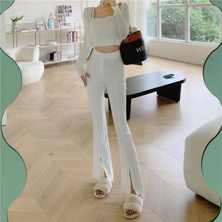 QOERLIN Micro-Flared High Waist Slim Suit Chic Pants