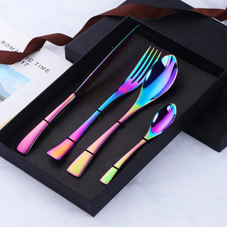 4 PCS Flatware Box Cutlery Stainless Steel Dinnerware Set