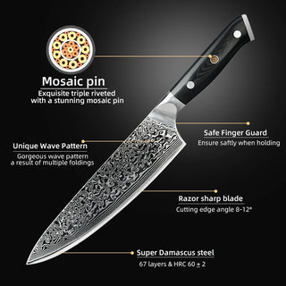 VG10 67 Layer Steel Damascus Kitchen Knife Set