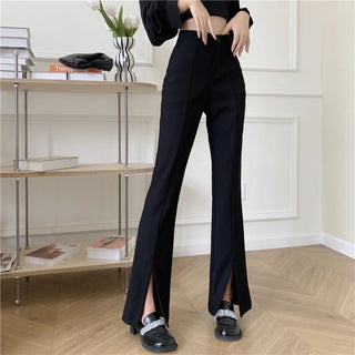 QOERLIN Micro-Flared High Waist Slim Suit Chic Pants