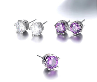 Natural Purple Amethyst Stud Earrings