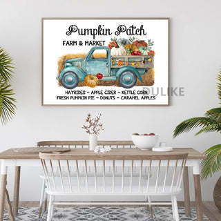 Country Farm Style Fall Pumpkin Retro Posters & Prints