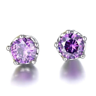 Natural Purple Amethyst Stud Earrings