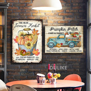 Country Farm Style Fall Pumpkin Retro Posters & Prints
