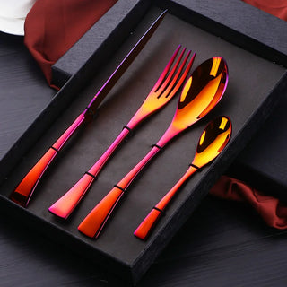 4 PCS Flatware Box Cutlery Stainless Steel Dinnerware Set