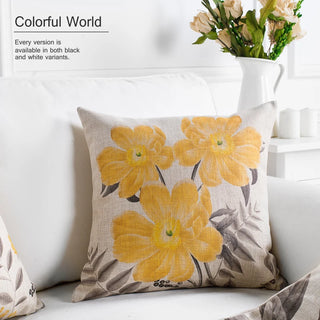 American Rural Yellow Gray Flower Floral Cushion Pillow Cover